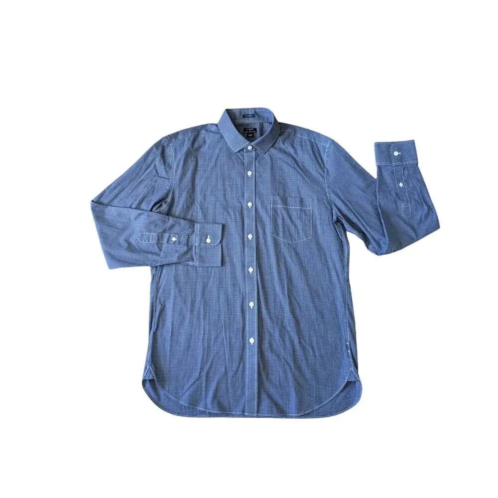 J.Crew Thompson Wrinkle Free Button Down Shirt L/16-16.5 Blue Cotton Career Work